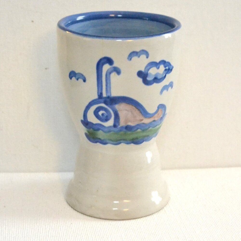 M.A. Hadley Egg Cup Whale On Outer Says Low Tide Inner Dining Serveware Decor